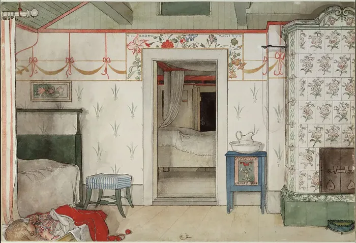 Framed Print : Brita's Forty Winks. From A Home (26 watercolours), c1894. Creator: Carl Larsson Framed Print : Brita's Forty Winks. From A Home (26 watercolours), c1894. Creator: Carl Larsson