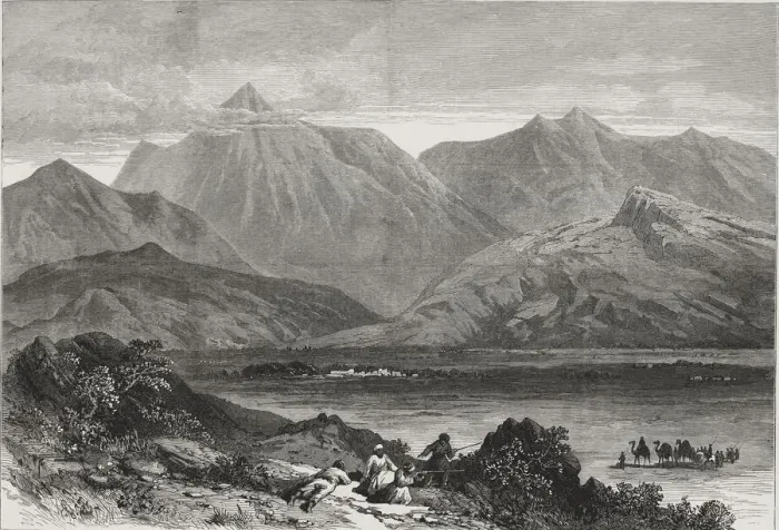 Framed Print : British-Afghan war, ambush by Afghan fighters to a convoy in the Khoorum, near Framed Print : British-Afghan war, ambush by Afghan fighters to a convoy in the Khoorum, near