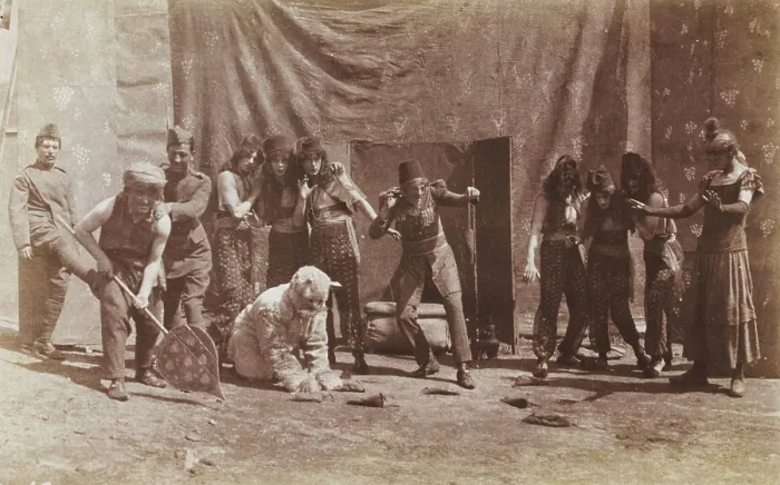 Framed Print : British airforce servicemen performing a sketch, striking an animated pose, 1918. Creator: Unknown Framed Print : British airforce servicemen performing a sketch, striking an animated pose, 1918. Creator: Unknown