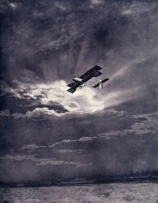 Framed Print : British Airman Returning at Sunset After Successful Journey, 1917. Creator: Unknown Framed Print : British Airman Returning at Sunset After Successful Journey, 1917. Creator: Unknown