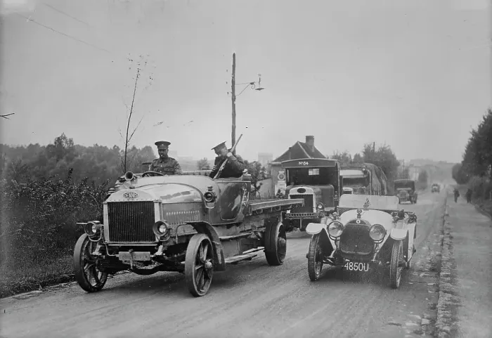 Framed Print : British armored autos in France, between c1910 and c1915. Creator: Bain News Service Framed Print : British armored autos in France, between c1910 and c1915. Creator: Bain News Service
