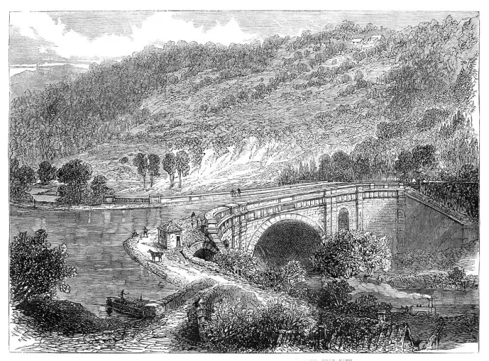 Framed Print : The British Association at Bath: aqueduct of the Kennet and Avon Canal...near Bath, 1864. Creator: Unknown Framed Print : The British Association at Bath: aqueduct of the Kennet and Avon Canal...near Bath, 1864. Creator: Unknown