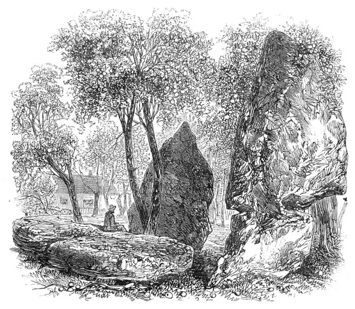 Framed Print : The British Association at Bath: Druidical stones in an orchard at Stanton Drew, 1864. Creator: Unknown Framed Print : The British Association at Bath: Druidical stones in an orchard at Stanton Drew, 1864. Creator: Unknown
