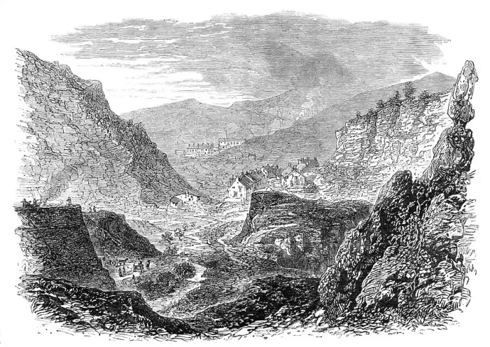 Framed Print : The British Association at Bath: the village and quarries at Holwell, near Bath, 1864. Creator: Unknown Framed Print : The British Association at Bath: the village and quarries at Holwell, near Bath, 1864. Creator: Unknown