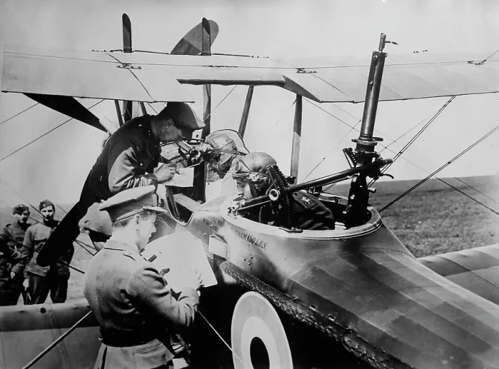 Framed Print : British aviators getting instructions, 15 May 1918. Creator: Bain News Service