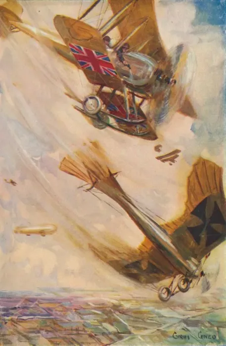 Framed Print : A British Biplane Bringing Down a German Taube, c1916 (1928). Artist: Cyrus Cuneo Framed Print : A British Biplane Bringing Down a German Taube, c1916 (1928). Artist: Cyrus Cuneo