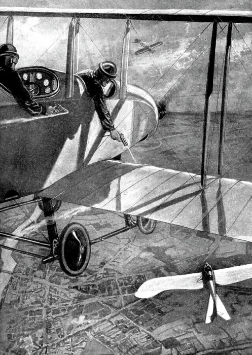 Framed Print : British biplane versus German Taube, First World War, 1914 Framed Print : British biplane versus German Taube, First World War, 1914