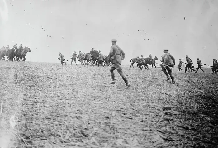 Framed Print : British Cavalry after attack on enemy, 21 Apr 1917. Creator: Bain News Service Framed Print : British Cavalry after attack on enemy, 21 Apr 1917. Creator: Bain News Service