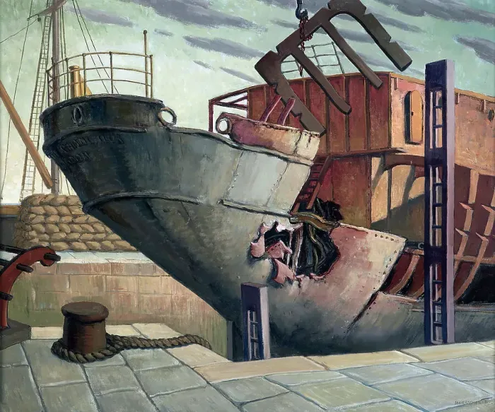 Framed Print : The British Chancellor in dry dock, Falmouth, Oct. 1940, 1940-1943. Creator: Harry Morley Framed Print : The British Chancellor in dry dock, Falmouth, Oct. 1940, 1940-1943. Creator: Harry Morley