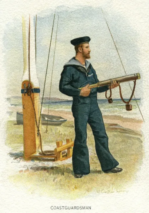 Framed Print : British coastguardsman, c1890-c1893. Artist: William Christian Symons Framed Print : British coastguardsman, c1890-c1893. Artist: William Christian Symons