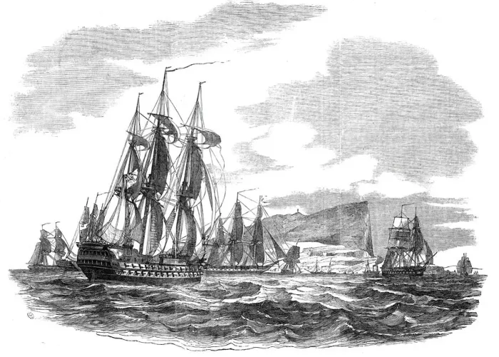 Framed Print : The British Fleet off Gibraltar, 1844. Creator: Unknown Framed Print : The British Fleet off Gibraltar, 1844. Creator: Unknown
