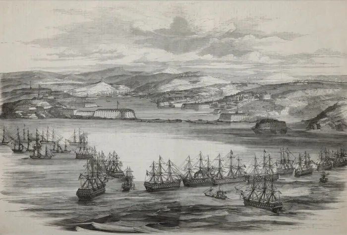 Framed Print : The British-French squadron in Sevastopol, ca 1855. Artist: Anonymous Framed Print : The British-French squadron in Sevastopol, ca 1855. Artist: Anonymous