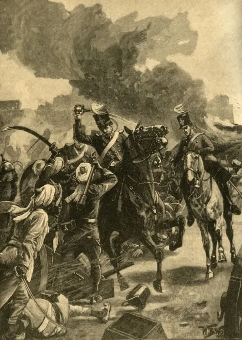 Framed Print : British General Joseph Thackwell at the Battle of Sobraon, Punjab, India, 1846 (c1890) Framed Print : British General Joseph Thackwell at the Battle of Sobraon, Punjab, India, 1846 (c1890)