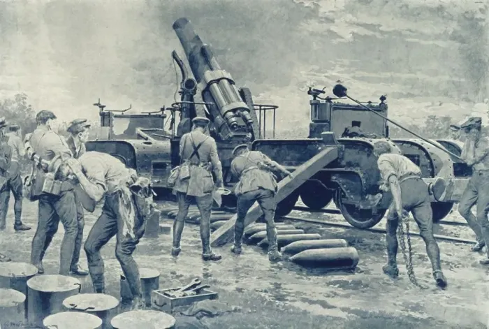 Framed Print : British Heavy Howitzer in Action on the Western Front, 1916. Creator: Unknown Framed Print : British Heavy Howitzer in Action on the Western Front, 1916. Creator: Unknown