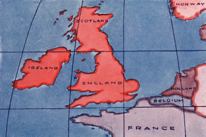 Framed Print : The British Isles and Northern Europe at Noon in spring or Autumn, 1935 Framed Print : The British Isles and Northern Europe at Noon in spring or Autumn, 1935