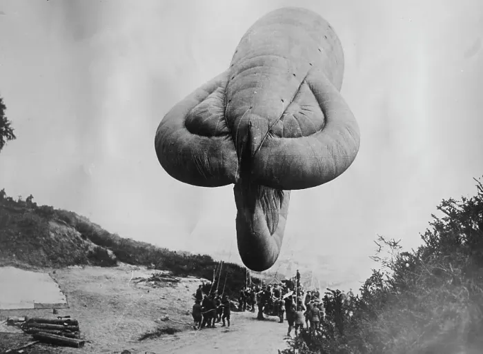 Framed Print : British kite balloon, 2 May 1918. Creator: Bain News Service Framed Print : British kite balloon, 2 May 1918. Creator: Bain News Service