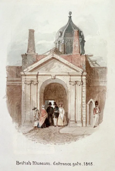 Framed Print : British Museum, entrance gate, 1848. Artist: James Findlay Framed Print : British Museum, entrance gate, 1848. Artist: James Findlay