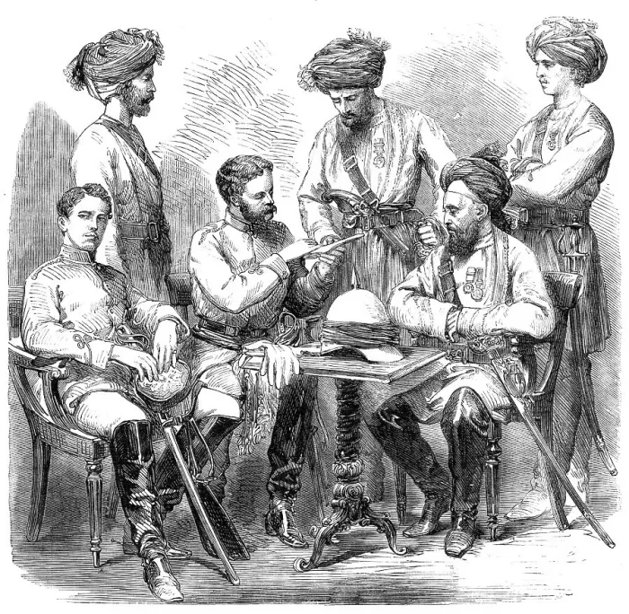 Framed Print : British and native officers of Fane's Horse serving in China, 1860. Creator: Unknown Framed Print : British and native officers of Fane's Horse serving in China, 1860. Creator: Unknown
