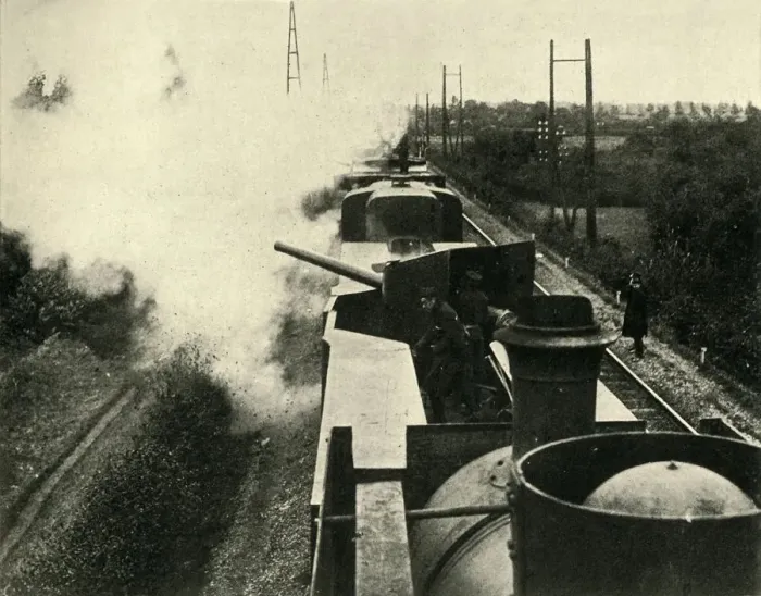Framed Print : British Navy armoured train, First World War, 1914, (c1920). Creator: Unknown