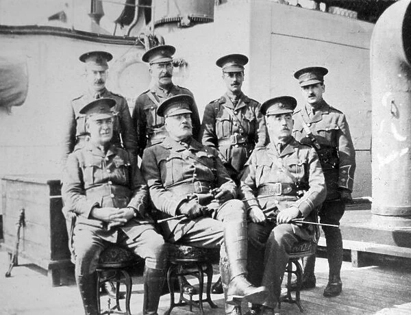 British officers on prison ship Royal Edward moored just off Southend, November 1914