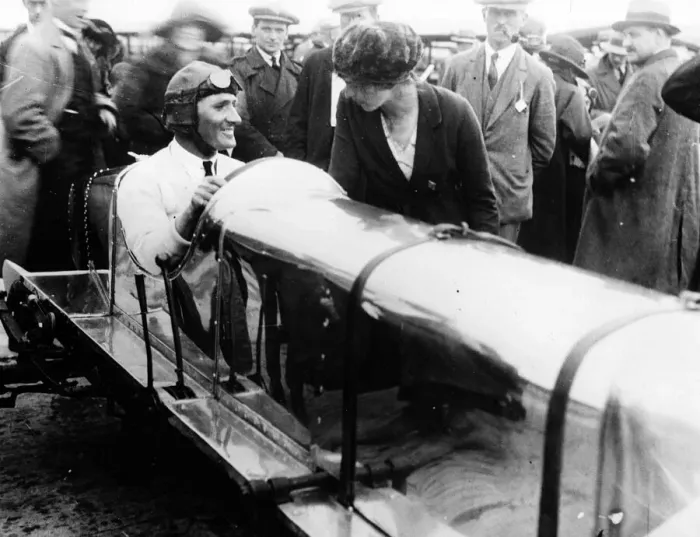Framed Print : British racing driver George Bedford in a Hillman 10hp, 1921. Creator: Unknown Framed Print : British racing driver George Bedford in a Hillman 10hp, 1921. Creator: Unknown