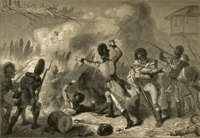 Framed Print : The British Repulsed at Fort Stephenson, (1878). Creator: Albert Bobbett Framed Print : The British Repulsed at Fort Stephenson, (1878). Creator: Albert Bobbett