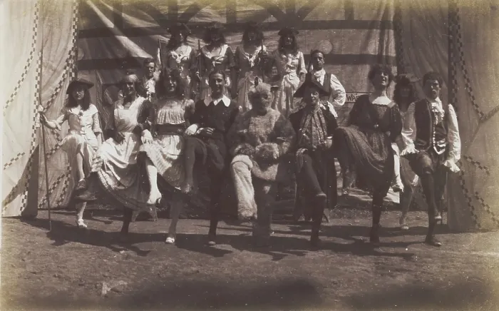 Framed Print : British servicemen dancing in a line, some are in drag, c1918. Creator: Unknown Framed Print : British servicemen dancing in a line, some are in drag, c1918. Creator: Unknown