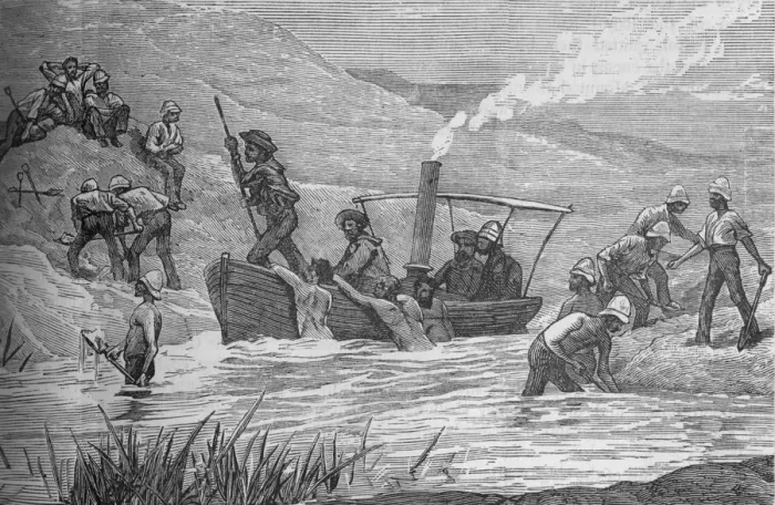 Framed Print : British Soldiers Cutting a Dam Constructed by Arabi at Mahuta, c1882 Framed Print : British Soldiers Cutting a Dam Constructed by Arabi at Mahuta, c1882