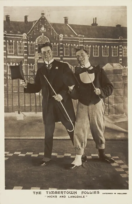 Framed Print : Two British soldiers dressed smartly, performing for 'The Timbertown Follies', at a... [1910-1919?] Creator: Unknown