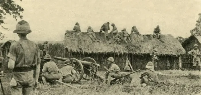 Framed Print : British soldiers in East Africa, First World War, c1916, (c1920). Creator: Unknown Framed Print : British soldiers in East Africa, First World War, c1916, (c1920). Creator: Unknown