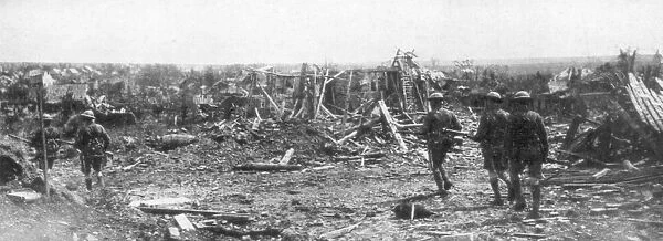 British soldiers exploring the ruins of Albert, Somme, France, 22 August 1918