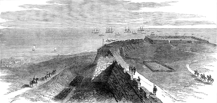 Framed Print : The British Squadron off the Great Wall of China, 1881. Creator: Unknown Framed Print : The British Squadron off the Great Wall of China, 1881. Creator: Unknown