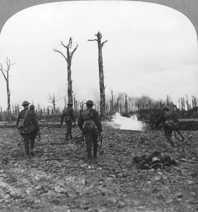 Framed Print : British troops occupying Houthulst Forest, Flanders, Belgium, World War I, c1914-c1918. Artist: Realistic Travels Publishers Framed Print : British troops occupying Houthulst Forest, Flanders, Belgium, World War I, c1914-c1918. Artist: Realistic Travels Publishers