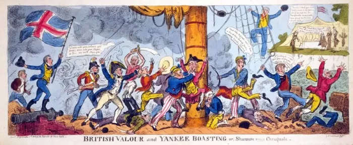 Framed Print : British Valour and Yankee Boasting or, Shannon versus Chesapeake, 1813 Framed Print : British Valour and Yankee Boasting or, Shannon versus Chesapeake, 1813