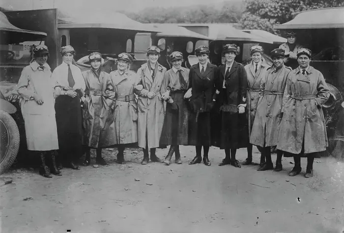 Framed Print : British Voluntary Aid ambulance drivers at front, 27 Jun 1917. Creator: Bain News Service Framed Print : British Voluntary Aid ambulance drivers at front, 27 Jun 1917. Creator: Bain News Service