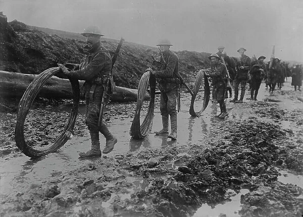 British wiring parties in rain, Sept 1916. Creator: Bain News Service
