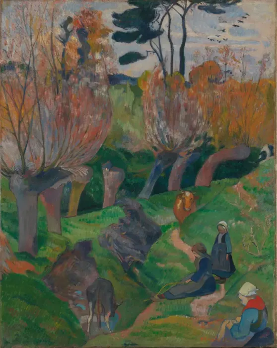 Framed Print : Brittany Landscape with cows. Artist: Gauguin, Paul Eugene Henri (1848-1903) Framed Print : Brittany Landscape with cows. Artist: Gauguin, Paul Eugene Henri (1848-1903)