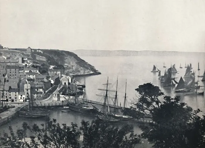 Framed Print : Brixham - The Lower Town, Showing Fishing Fleet, 1895 Framed Print : Brixham - The Lower Town, Showing Fishing Fleet, 1895