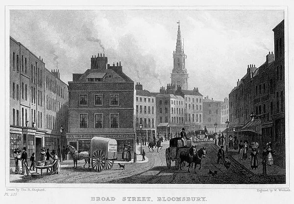 Broad Street, Bloomsbury, London, 19th century. Artist: William Woolnoth