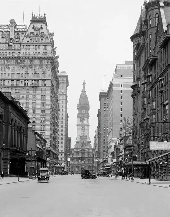 Framed Print : Broad Street and City Hall tower, Philadelphia, Pa. c.between 1910 and 1920. Creator: Unknown Framed Print : Broad Street and City Hall tower, Philadelphia, Pa. c.between 1910 and 1920. Creator: Unknown