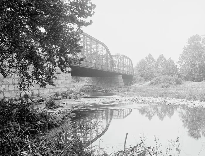 Framed Print : Broadheads Bridge, Stroudsburg, Pa. c1905. Creator: Unknown Framed Print : Broadheads Bridge, Stroudsburg, Pa. c1905. Creator: Unknown
