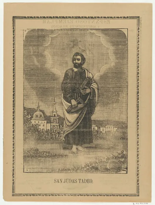 Framed Print : Broadsheet depicting Saint Judas Thaddeus, 1905. Creator: Anon Framed Print : Broadsheet depicting Saint Judas Thaddeus, 1905. Creator: Anon