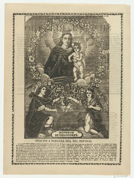 Framed Print : Broadsheet relating to Our Lady of Refuge with prayer, 1905. Creator: Anon Framed Print : Broadsheet relating to Our Lady of Refuge with prayer, 1905. Creator: Anon