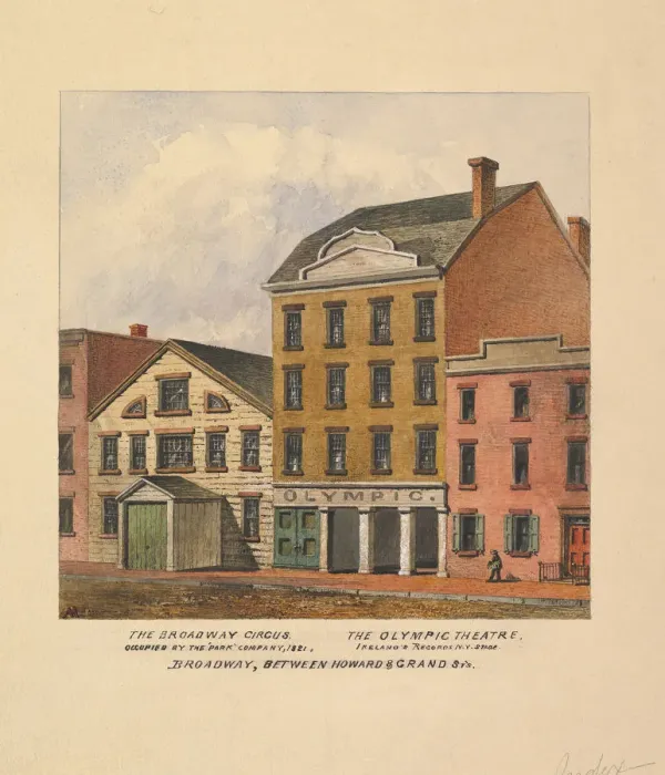 Framed Print : Broadway Circus and Olympic Theatre, Broadway between Howard and Grand... New York, 1821 Framed Print : Broadway Circus and Olympic Theatre, Broadway between Howard and Grand... New York, 1821