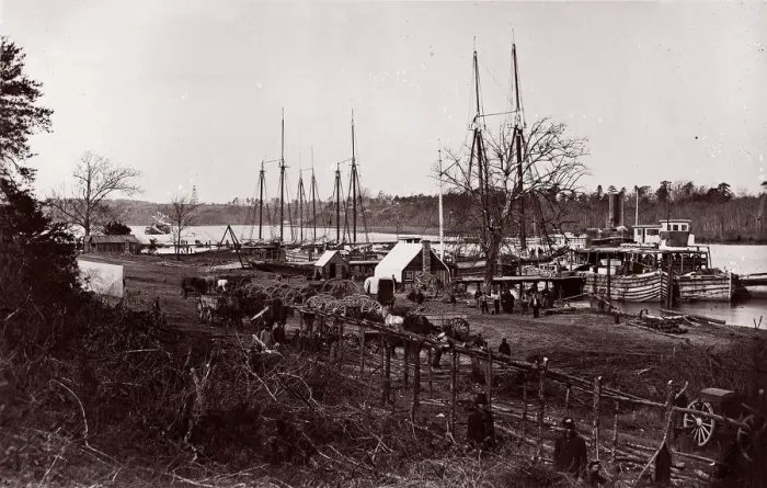 Framed Print : Broadway Landing, Appomattox River, 1864. Creator: William Frank Browne Framed Print : Broadway Landing, Appomattox River, 1864. Creator: William Frank Browne