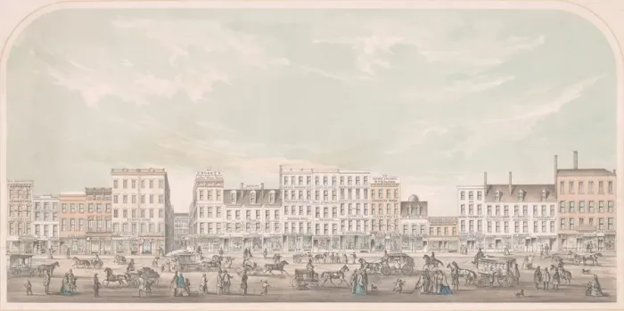Framed Print : Broadway, New-York from Canal to Grand Street, West Side, 1856. Creator: Julius Bien Framed Print : Broadway, New-York from Canal to Grand Street, West Side, 1856. Creator: Julius Bien