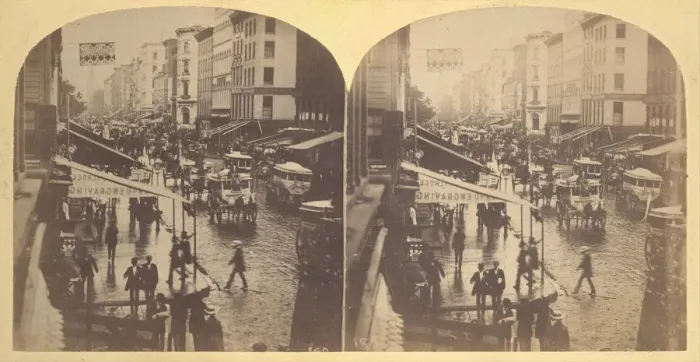 Framed Print : Broadway on a Rainy Day, 1859. Creator: Edward Anthony Framed Print : Broadway on a Rainy Day, 1859. Creator: Edward Anthony