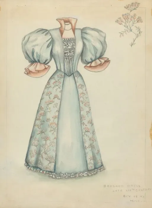 Framed Print : Brocade Dress, 1935 / 1942. Creator: Fanchon Larzelere Framed Print : Brocade Dress, 1935 / 1942. Creator: Fanchon Larzelere