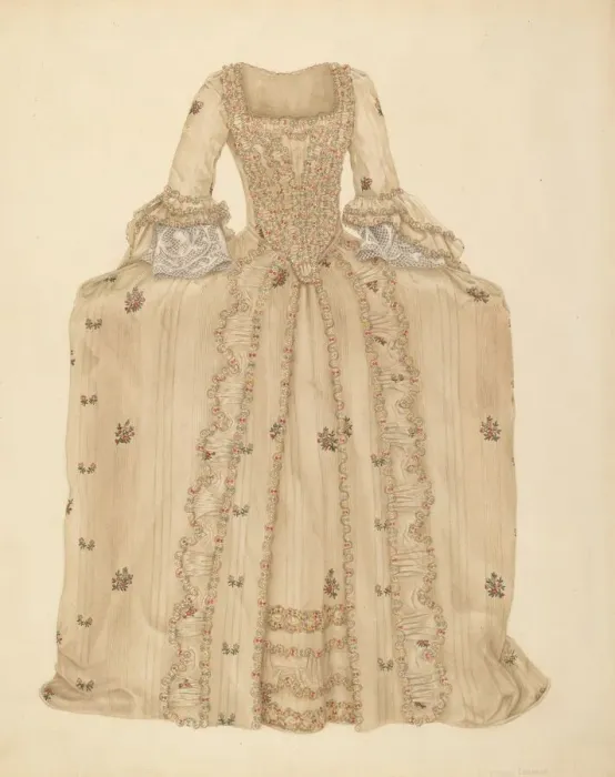 Framed Print : Brocaded Silk Dress, c. 1939. Creator: Gertrude Lemberg Framed Print : Brocaded Silk Dress, c. 1939. Creator: Gertrude Lemberg