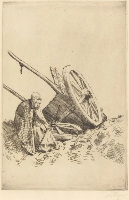 Framed Print : Broken Cart (La charrette brisee). Creator: Alphonse Legros